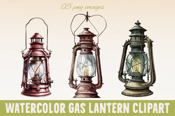 Download Vintage Watercolor Lanterns Illustration - Illustration Collection