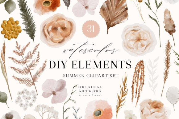 Download Summer Watercolor Flower Digital Clipart - Digital clipart Collection