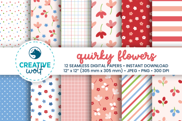Download Quirky Spring Flowers Seamless Patterns - Premium Resources